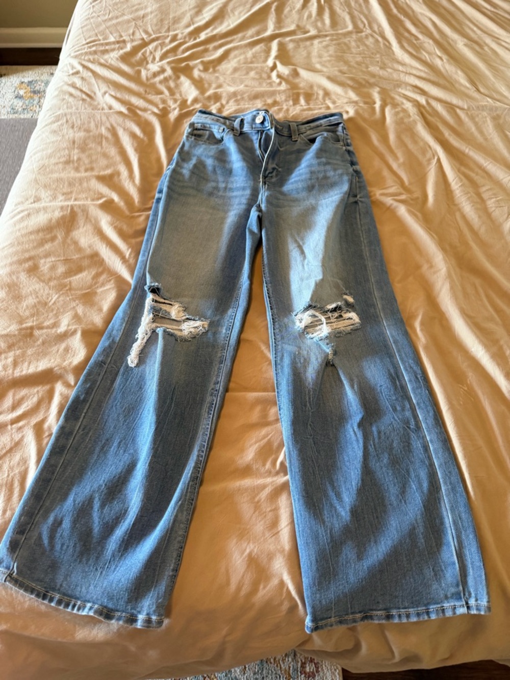 SO Light Blue Distressed Wide Leg Jeans